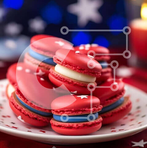 Intra Συλλεκτικό Ξύλινο Παζλ Plywood  4mm - Πατριωτικά κόκκινα, λευκά και μπλε αμυγδαλωτά σε τραπεζομάντιλο αμερικανικής σημαίας Σε Ξύλινο Κουτί - Διαστάσεις: 10x10 cm – 25 κομμάτια - Image 1