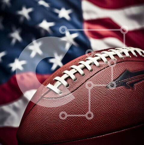 Intra Συλλεκτικό Ξύλινο Παζλ Plywood 4mm - Αμερικανικό ποδόσφαιρο στο τραπέζι της αμερικανικής σημαίας Σε Ξύλινο Κουτί - Διαστάσεις Puzzle: 10x10 cm – 25 κομμάτια - Image 1