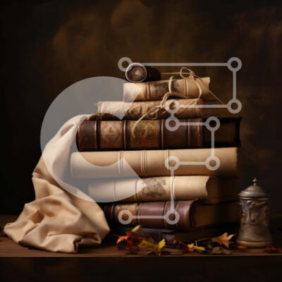 Intra Συλλεκτικό Ξύλινο Παζλ Plywood 4mm - Φθινοπωρινή στοίβα από παλιά βιβλία με κερί και φύλλα Σε Ξύλινο Κουτί - Διαστάσεις Puzzle: 10x10 cm – 25 κομμάτια - Image 1