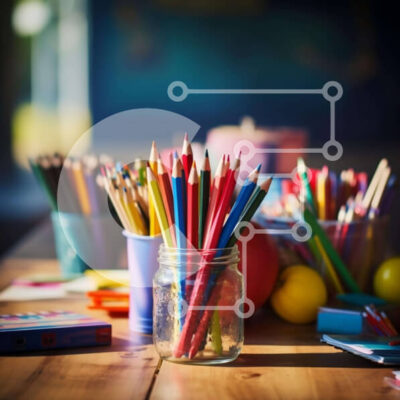 Intra Συλλεκτικό Ξύλινο Παζλ Plywood  4mm - Πολύχρωμα μολύβια και είδη τέχνης σε γυάλινο βάζο Σε Ξύλινο Κουτί - Διαστάσεις: 10x10 cm – 25 κομμάτια - Image 1