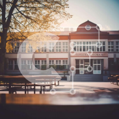 Intra Συλλεκτικό Ξύλινο Παζλ Plywood 4mm - Σχολικό Κτίριο με Εξωτερικά Καθίσματα Σε Ξύλινο Κουτί - Διαστάσεις Puzzle: 10x10 cm – 25 κομμάτια - Image 1