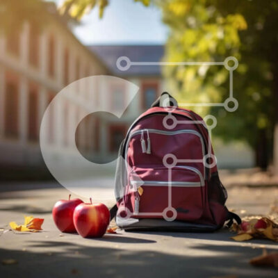 Intra Συλλεκτικό Ξύλινο Παζλ Plywood  4mm - Σκηνή της φύσης με κόκκινο σακίδιο, μήλα και φύλλα Σε Ξύλινο Κουτί - Διαστάσεις: 10x10 cm – 25 κομμάτια - Image 1