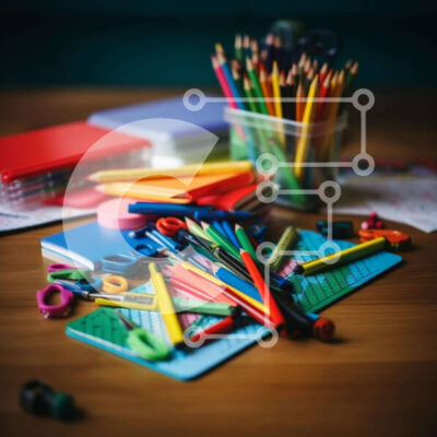 Intra Συλλεκτικό Ξύλινο Παζλ Plywood 4mm - Σχολικά είδη σε ξύλινο τραπέζι Σε Ξύλινο Κουτί - Διαστάσεις Puzzle: 10x10 cm – 25 κομμάτια - Image 1