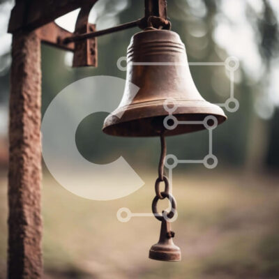 Intra Συλλεκτικό Ξύλινο Παζλ Plywood  4mm - Vintage σκουριασμένο κουδούνι σε ξύλινο στύλο Σε Ξύλινο Κουτί - Διαστάσεις Puzzle: 10x10 cm – 25 κομμάτια - Image 1