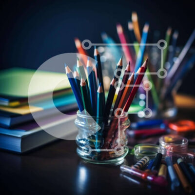 Intra Συλλεκτικό Ξύλινο Παζλ Plywood  4mm - Πολύχρωμα σχολικά είδη και βιβλία στο τραπέζι Σε Ξύλινο Κουτί - Διαστάσεις Puzzle: 10x10 cm – 25 κομμάτια - Image 1