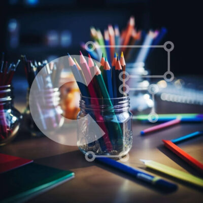 Intra Συλλεκτικό Ξύλινο Παζλ Plywood  4mm - Πολύχρωμα μολύβια και σχολικά είδη Σε Ξύλινο Κουτί - Διαστάσεις Puzzle: 10x10 cm – 25 κομμάτια - Image 1