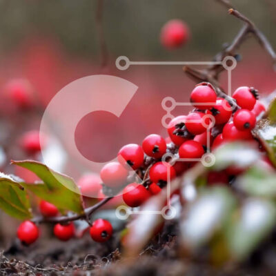 Intra Συλλεκτικό Ξύλινο Παζλ Plywood 4mm - Φυτό κόκκινων μούρων με χιόνι Σε Ξύλινο Κουτί - Διαστάσεις: 10x10 cm – 25 κομμάτια - Image 1