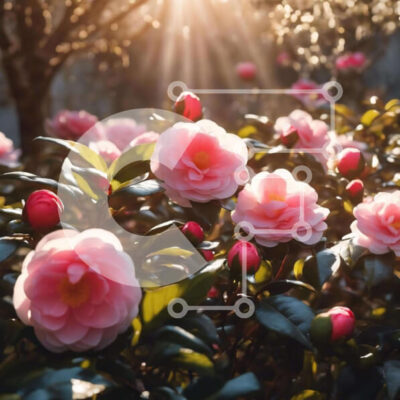 Intra Συλλεκτικό Ξύλινο Παζλ Plywood  4mm - Ζωντανά ροζ λουλούδια στον ηλιόλουστο διακοσμητικό κήπο Σε Ξύλινο Κουτί - Διαστάσεις: 10x10 cm – 25 κομμάτια - Image 1