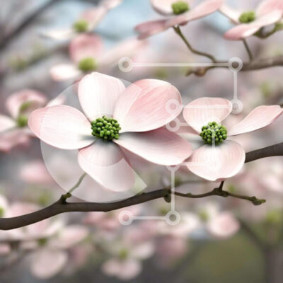 Intra Συλλεκτικό Ξύλινο Παζλ Plywood  4mm - Ροζ λουλούδια Dogwood την άνοιξη Σε Ξύλινο Κουτί - Διαστάσεις: 10x10 cm – 25 κομμάτια - Image 1