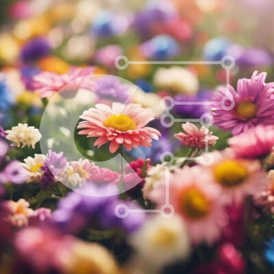 Intra Συλλεκτικό Ξύλινο Παζλ Plywood  4mm - Πολύχρωμο πεδίο με λουλούδια στο φως του ήλιου Σε Ξύλινο Κουτί - Διαστάσεις: 10x10 cm – 25 κομμάτια - Image 1