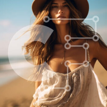 Intra Συλλεκτικό Ξύλινο Παζλ Plywood  4mm - Γυναίκα στην παραλία με μπλουζάκι και σορτς εκτός ώμου Σε Ξύλινο Κουτί - Διαστάσεις Puzzle: 10x10 cm – 25 κομμάτια - Image 1