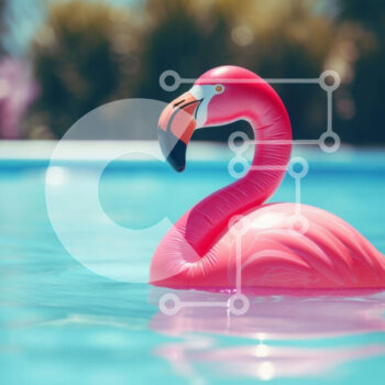 Intra Συλλεκτικό Ξύλινο Παζλ Plywood 4mm - Ροζ παιχνίδι Flamingo που επιπλέει στην πισίνα Σε Ξύλινο Κουτί - Διαστάσεις: 10x10 cm – 25 κομμάτια - Image 1