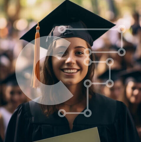 Intra Συλλεκτικό Ξύλινο Παζλ Plywood  4mm - Γυναίκα απόφοιτος που γιορτάζει την αποφοίτησή του Σε Ξύλινο Κουτί - Διαστάσεις Puzzle: 10x10 cm – 25 κομμάτια - Image 1