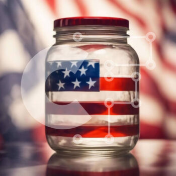 Intra Συλλεκτικό Ξύλινο Παζλ Plywood  4mm - Βάζο Mason με σχέδιο αμερικανικής σημαίας Σε Ξύλινο Κουτί - Διαστάσεις Puzzle: 10x10 cm – 25 κομμάτια - Image 1