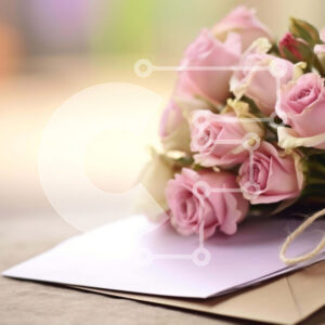 Intra Συλλεκτικό Ξύλινο Παζλ Plywood  4mm - Μπουκέτο με ροζ τριαντάφυλλο σε φάκελο Σε Ξύλινο Κουτί - Διαστάσεις Puzzle: 10x10 cm – 25 κομμάτια