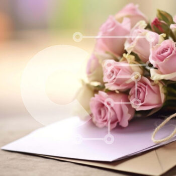 Intra Συλλεκτικό Ξύλινο Παζλ Plywood  4mm - Μπουκέτο με ροζ τριαντάφυλλο σε φάκελο Σε Ξύλινο Κουτί - Διαστάσεις Puzzle: 10x10 cm – 25 κομμάτια - Image 1