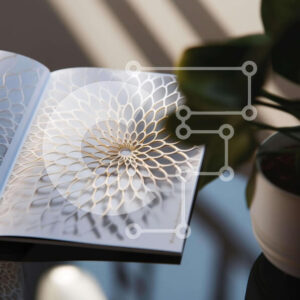 Intra Συλλεκτικό Ξύλινο Παζλ Plywood  4mm - Ανοιχτό βιβλίο με σχέδιο λουλουδιών και φυτό σε γλάστρα Σε Ξύλινο Κουτί - Διαστάσεις: 10x10 cm – 25 κομμάτια