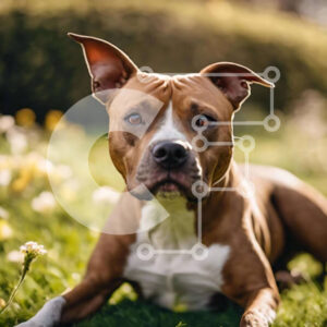 Intra Συλλεκτικό Ξύλινο Παζλ Plywood  4mm - Καφέ και λευκό σκυλί στο πάρκο με τα λουλούδια Σε Ξύλινο Κουτί - Διαστάσεις: 10x10 cm – 25 κομμάτια