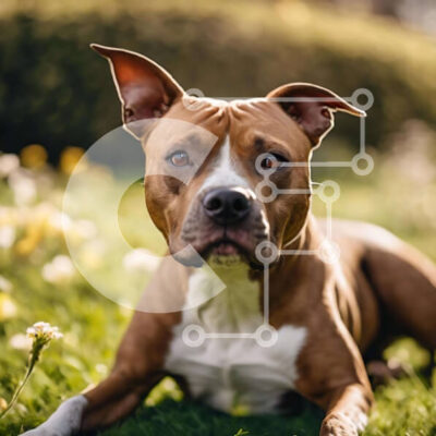 Intra Συλλεκτικό Ξύλινο Παζλ Plywood  4mm - Καφέ και λευκό σκυλί στο πάρκο με τα λουλούδια Σε Ξύλινο Κουτί - Διαστάσεις: 10x10 cm – 25 κομμάτια - Image 1