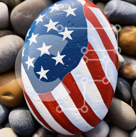 Intra Συλλεκτικό Ξύλινο Παζλ Plywood  4mm - Ροκ με αμερικανική σημαία Σε Ξύλινο Κουτί - Διαστάσεις Puzzle: 10x10 cm – 25 κομμάτια - Image 1