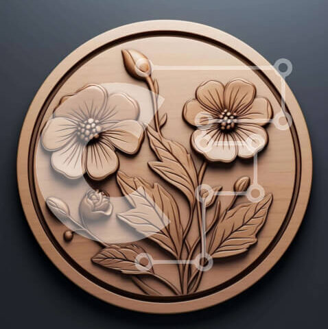 Intra Συλλεκτικό Ξύλινο Παζλ Plywood  4mm - Χάλκινο νόμισμα με λουλουδάτο σχέδιο Σε Ξύλινο Κουτί - Διαστάσεις: 10x10 cm – 25 κομμάτια - Image 1
