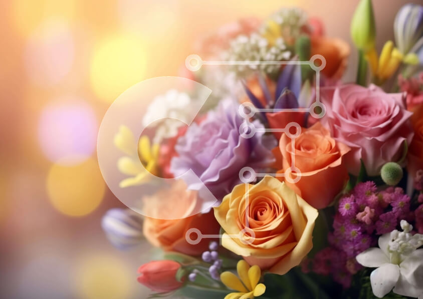 Intra Συλλεκτικό Ξύλινο Παζλ Plywood  4mm - Πολύχρωμο μπουκέτο λουλούδια Σε Ξύλινο Κουτί - Διαστάσεις: 10x10 cm – 25 κομμάτια