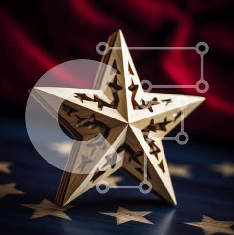 Intra Συλλεκτικό Ξύλινο Παζλ Plywood 4mm - Ξύλινο αστέρι στην αμερικανική σημαία Σε Ξύλινο Κουτί - Διαστάσεις Puzzle: 10x10 cm – 25 κομμάτια - Image 1