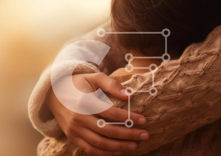 Intra Συλλεκτικό Ξύλινο Παζλ Plywood  4mm - Γυναίκα που αγκαλιάζει ένα άλλο άτομο Σε Ξύλινο Κουτί - Διαστάσεις Puzzle: 10x10 cm – 25 κομμάτια