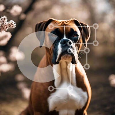 Intra Συλλεκτικό Ξύλινο Παζλ Plywood  4mm - Αξιολάτρευτο σκυλί μπόξερ με ροζ λουλούδια Σε Ξύλινο Κουτί - Διαστάσεις: 10x10 cm – 25 κομμάτια - Image 1