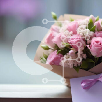 Intra Συλλεκτικό Ξύλινο Παζλ Plywood  4mm - Μπουκέτο με ροζ τριαντάφυλλα με δωροκάρτα Σε Ξύλινο Κουτί - Διαστάσεις Puzzle: 10x10 cm – 25 κομμάτια - Image 1