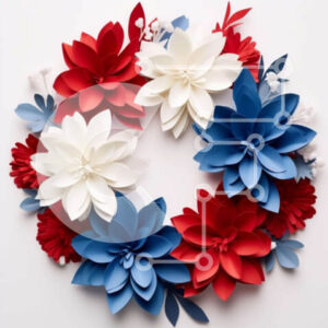 Intra Συλλεκτικό Ξύλινο Παζλ Plywood  4mm - Πατριωτικό στεφάνι αμερικανικής σημαίας Σε Ξύλινο Κουτί - Διαστάσεις: 10x10 cm – 25 κομμάτια