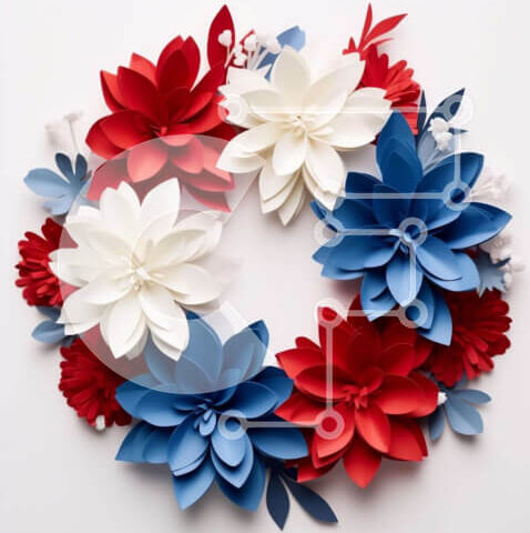 Intra Συλλεκτικό Ξύλινο Παζλ Plywood 4mm - Πατριωτικό στεφάνι αμερικανικής σημαίας Σε Ξύλινο Κουτί - Διαστάσεις: 10x10 cm – 25 κομμάτια - Image 1