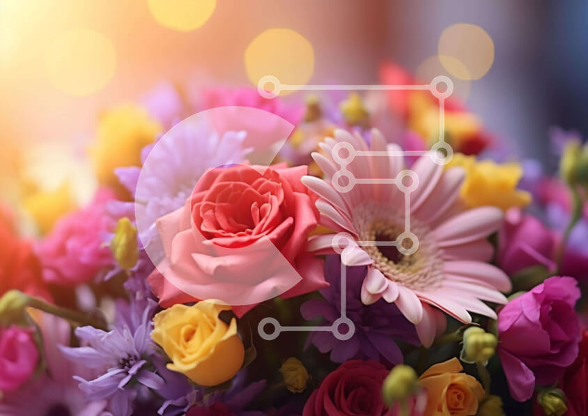 Intra Συλλεκτικό Ξύλινο Παζλ Plywood  4mm - Πολύχρωμο μπουκέτο λουλούδια Σε Ξύλινο Κουτί - Διαστάσεις: 10x10 cm – 25 κομμάτια