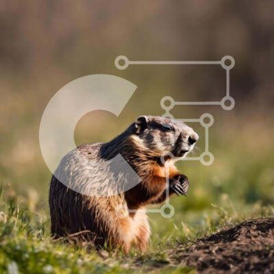 Intra Συλλεκτικό Ξύλινο Παζλ Plywood  4mm - Επίγειος σκίουρος που αναζητά τροφή στο γρασίδι Σε Ξύλινο Κουτί - Διαστάσεις: 10x10 cm – 25 κομμάτια - Image 1