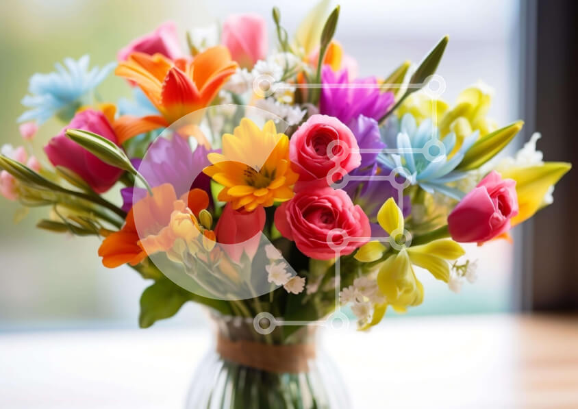 Intra Συλλεκτικό Ξύλινο Παζλ Plywood  4mm - Πολύχρωμη ανθοσύνθεση σε διάφανο βάζο Σε Ξύλινο Κουτί - Διαστάσεις: 10x10 cm – 25 κομμάτια