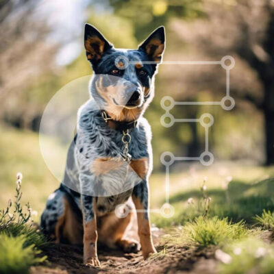 Intra Συλλεκτικό Ξύλινο Παζλ Plywood 4mm - Μπλε και μαύρος σκύλος με πορτοκαλί γιακά Σε Ξύλινο Κουτί - Διαστάσεις: 10x10 cm – 25 κομμάτια - Image 1