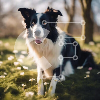 Intra Συλλεκτικό Ξύλινο Παζλ Plywood 4mm - Μαύρο και άσπρο Border Collie Dog στη φύση Σε Ξύλινο Κουτί - Διαστάσεις: 10x10 cm – 25 κομμάτια - Image 1