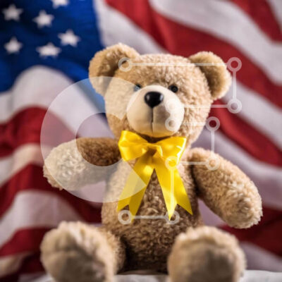 Intra Συλλεκτικό Ξύλινο Παζλ Plywood  4mm - Πατριωτικό αρκουδάκι με αμερικανική σημαία Σε Ξύλινο Κουτί - Διαστάσεις: 10x10 cm – 25 κομμάτια - Image 1