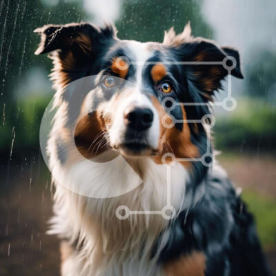 Intra Συλλεκτικό Ξύλινο Παζλ Plywood  4mm - Καφέ και λευκό σκυλί στη βροχή Σε Ξύλινο Κουτί - Διαστάσεις: 10x10 cm – 25 κομμάτια - Image 1