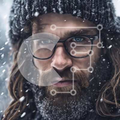 Intra Συλλεκτικό Ξύλινο Παζλ Plywood  4mm - Γενειοφόρος άνδρας στο χιόνι με χειμερινά ρούχα Σε Ξύλινο Κουτί - Διαστάσεις Puzzle: 10x10 cm – 25 κομμάτια - Image 1