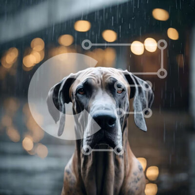 Intra Συλλεκτικό Ξύλινο Παζλ Plywood  4mm - Μεγάλο σκυλί που στέκεται στη βροχή Σε Ξύλινο Κουτί - Διαστάσεις: 10x10 cm – 25 κομμάτια - Image 1