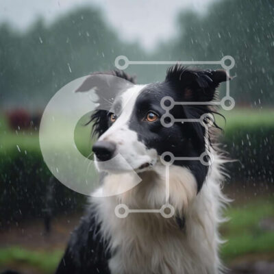 Intra Συλλεκτικό Ξύλινο Παζλ Plywood 4mm - Μαύρο και άσπρο σκυλί στη βροχή Σε Ξύλινο Κουτί - Διαστάσεις: 10x10 cm – 25 κομμάτια - Image 1