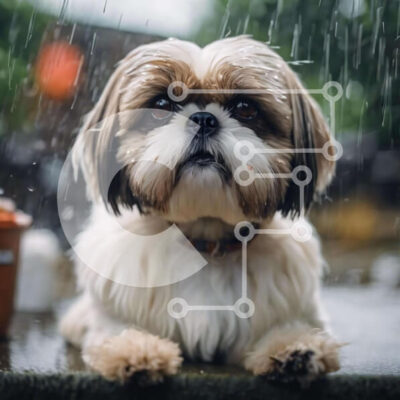 Intra Συλλεκτικό Ξύλινο Παζλ Plywood  4mm - Καφέ σκυλί που κάθεται στη βροχή Σε Ξύλινο Κουτί - Διαστάσεις: 10x10 cm – 25 κομμάτια - Image 1