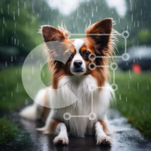 Intra Συλλεκτικό Ξύλινο Παζλ Plywood  4mm - Καφέ και λευκό σκυλί στη βροχή Σε Ξύλινο Κουτί - Διαστάσεις: 10x10 cm – 25 κομμάτια