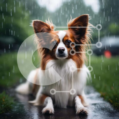 Intra Συλλεκτικό Ξύλινο Παζλ Plywood  4mm - Καφέ και λευκό σκυλί στη βροχή Σε Ξύλινο Κουτί - Διαστάσεις: 10x10 cm – 25 κομμάτια - Image 1