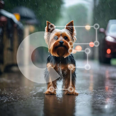 Intra Συλλεκτικό Ξύλινο Παζλ Plywood  4mm - Μικρό σκυλί που περιμένει μπροστά από τα αυτοκίνητα Σε Ξύλινο Κουτί - Διαστάσεις: 10x10 cm – 25 κομμάτια - Image 1