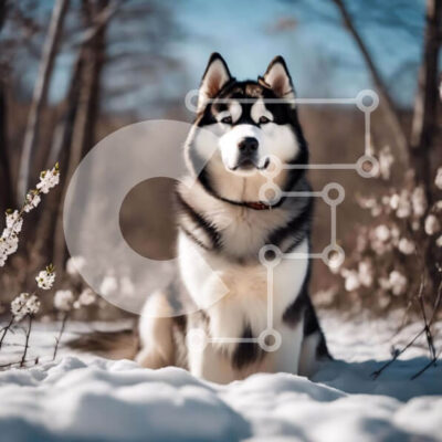 Intra Συλλεκτικό Ξύλινο Παζλ Plywood  4mm - Σιβηρικός χάσκι στο χιόνι Σε Ξύλινο Κουτί - Διαστάσεις: 10x10 cm – 25 κομμάτια - Image 1