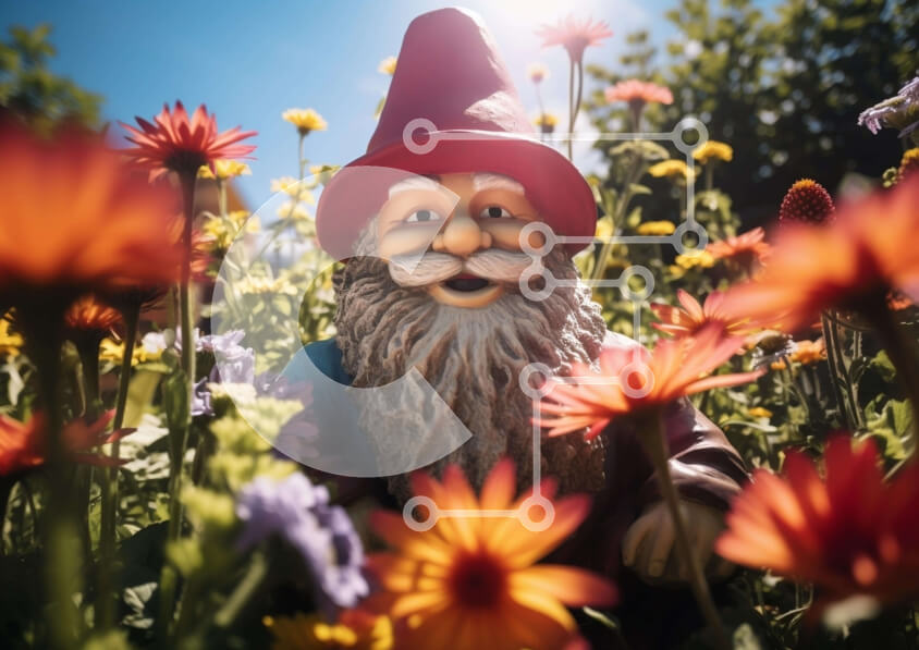 Intra Συλλεκτικό Ξύλινο Παζλ Plywood  4mm - Άγαλμα Gnome στον πολύχρωμο κήπο Σε Ξύλινο Κουτί - Διαστάσεις: 10x10 cm – 25 κομμάτια