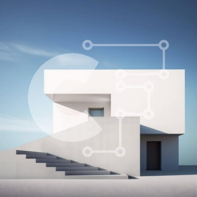 Intra Συλλεκτικό Ξύλινο Παζλ Plywood 4mm - Λευκό κτίριο με σκάλες Σε Ξύλινο Κουτί - Διαστάσεις Puzzle: 10x10 cm – 25 κομμάτια - Image 1