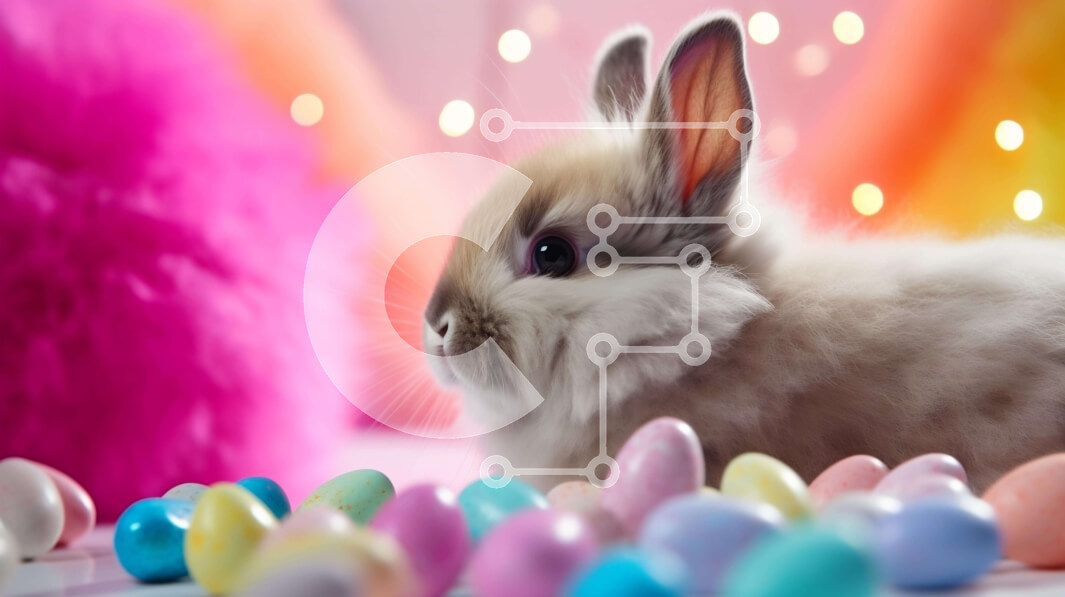 Intra Συλλεκτικό Ξύλινο Παζλ Plywood  4mm - Πασχαλινό λαγουδάκι με πολύχρωμα πασχαλινά αυγά και μπαλόνια Σε Ξύλινο Κουτί - Διαστάσεις: 10x10 cm – 25 κομμάτια